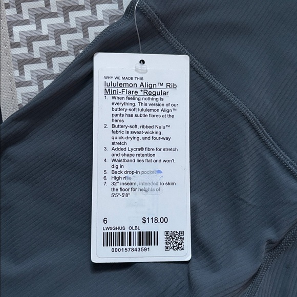 LULULEMON ALIGN RIBBED MINI FLARE *REGULAR IN OIL BLUE SZ 6 NWT - Picture 6 of 8